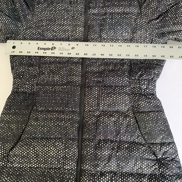 North Face Puffer Coat Transit II Women S Black Spot Speckle 550 Goose Down Hood - Picture 8 of 16